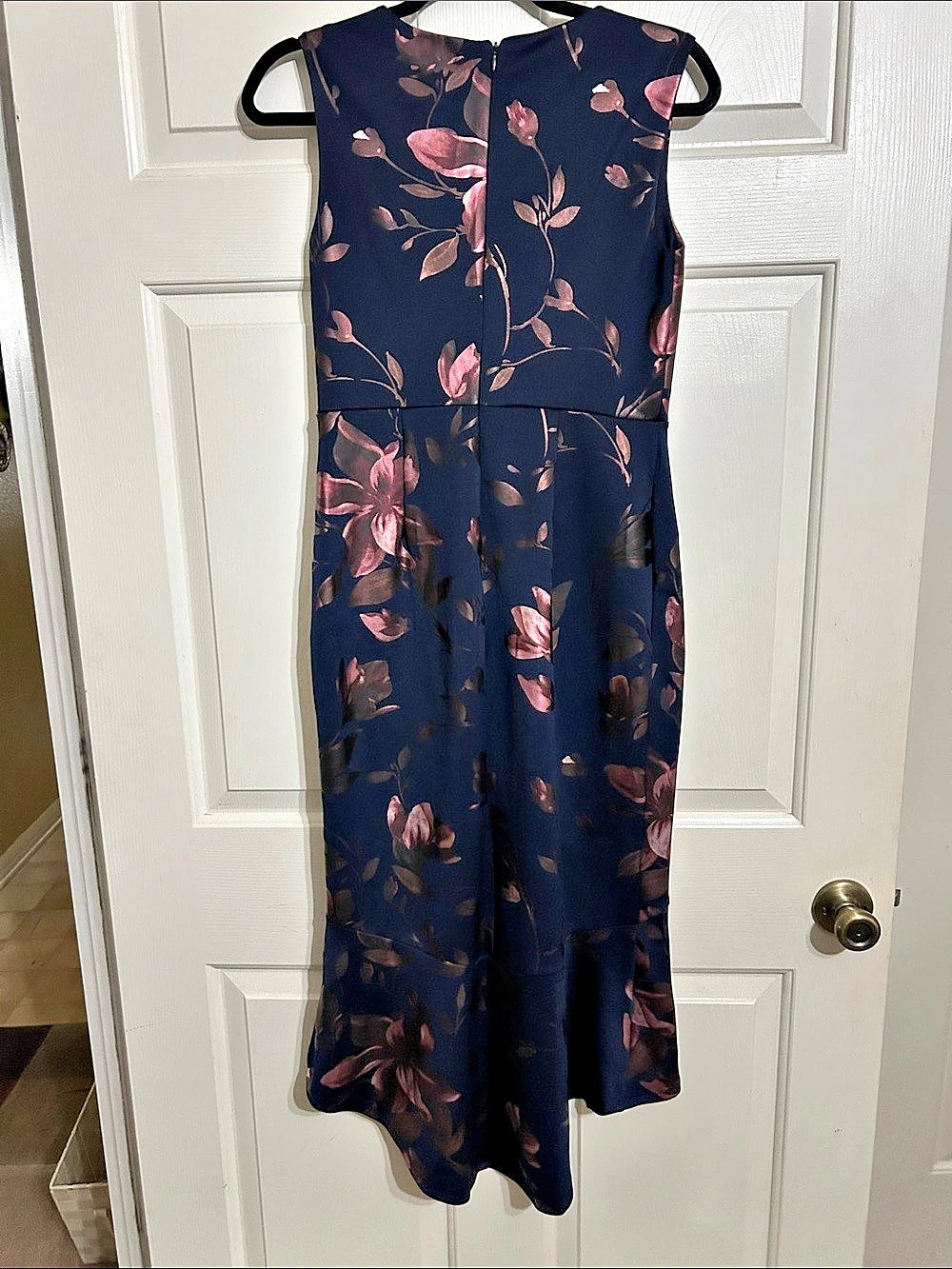Floral Midi Dress in Blue & Pink Like New